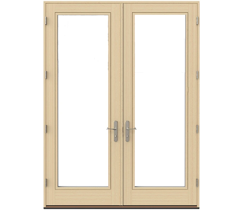 Monroe Pella Lifestyle Series Wood Double Hinged Patio Doors